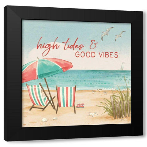 Beach Time II Black Modern Wood Framed Art Print with Double Matting by Penner, Janelle