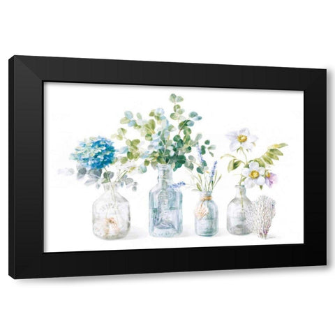 Beach Flowers I Black Modern Wood Framed Art Print with Double Matting by Nai, Danhui