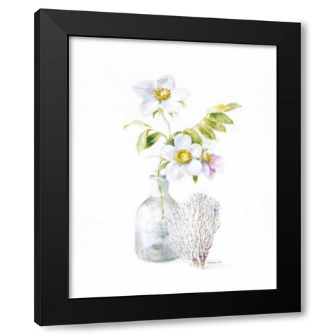 Beach Flowers II Black Modern Wood Framed Art Print with Double Matting by Nai, Danhui