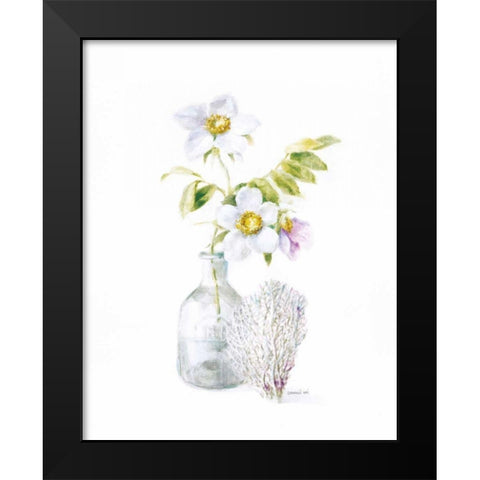 Beach Flowers II Black Modern Wood Framed Art Print by Nai, Danhui