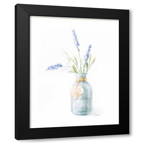 Beach Flowers III Black Modern Wood Framed Art Print with Double Matting by Nai, Danhui