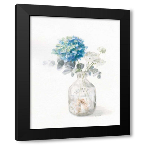 Beach Flowers V Black Modern Wood Framed Art Print by Nai, Danhui