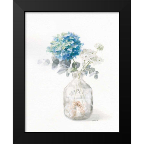 Beach Flowers V Black Modern Wood Framed Art Print by Nai, Danhui