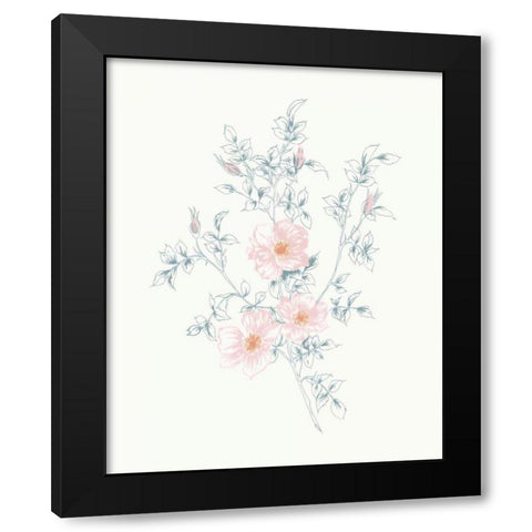 Flowers on White II Contemporary Black Modern Wood Framed Art Print by Wild Apple Portfolio