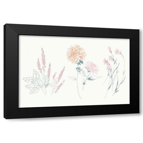 Flowers on White VIII Contemporary Black Modern Wood Framed Art Print by Wild Apple Portfolio