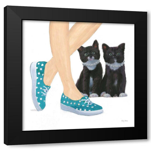 Cutie Kitties III Black Modern Wood Framed Art Print with Double Matting by Adams, Emily