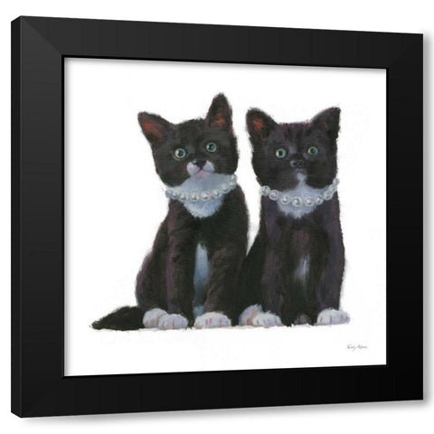 Cutie Kitties IV Black Modern Wood Framed Art Print with Double Matting by Adams, Emily