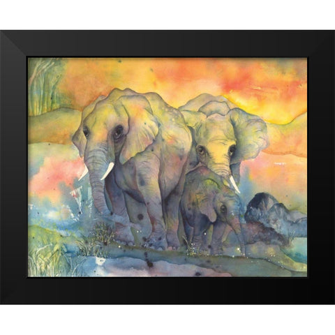 Elephants Crop Black Modern Wood Framed Art Print by Paschke, Chris