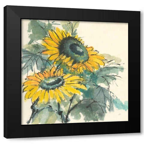 Sunflower I Black Modern Wood Framed Art Print with Double Matting by Paschke, Chris