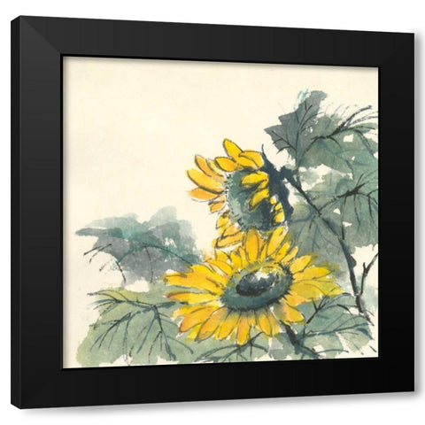 Sunflower II Black Modern Wood Framed Art Print with Double Matting by Paschke, Chris