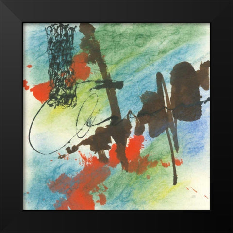 Graffiti Blue I Black Modern Wood Framed Art Print by Paschke, Chris