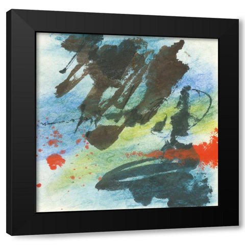 Graffiti Blue II Black Modern Wood Framed Art Print by Paschke, Chris