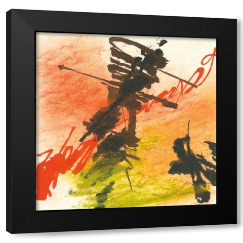 Graffiti Orange I Black Modern Wood Framed Art Print by Paschke, Chris