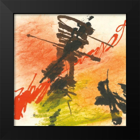 Graffiti Orange I Black Modern Wood Framed Art Print by Paschke, Chris