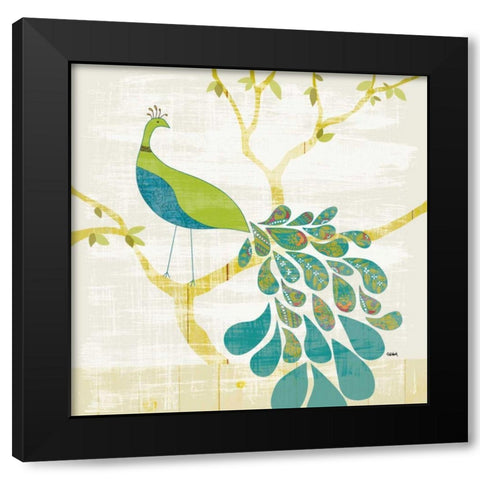 Mod Peacock II Leaves v2 Black Modern Wood Framed Art Print with Double Matting by Schlabach, Sue