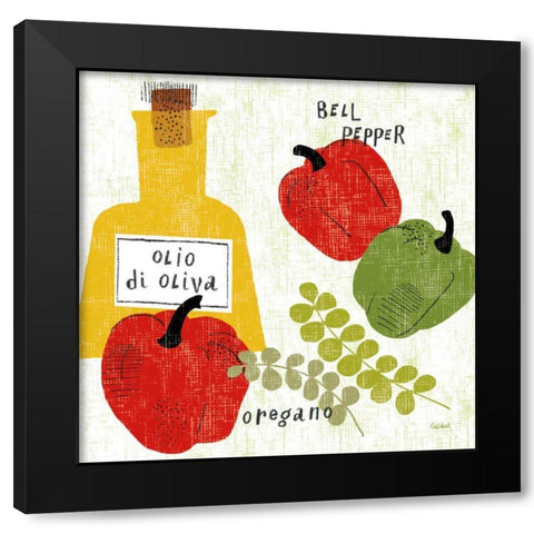 Italiano Peppers Black Modern Wood Framed Art Print with Double Matting by Schlabach, Sue