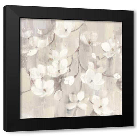 Magnolias in Spring II Neutral Black Modern Wood Framed Art Print by Hristova, Albena