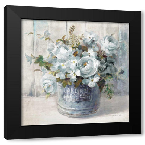 Garden Blooms I Blue Crop Black Modern Wood Framed Art Print by Nai, Danhui