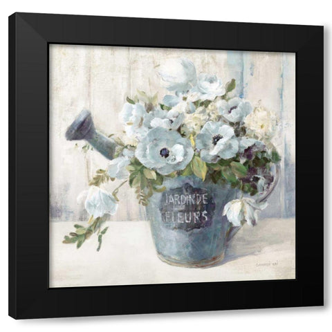 Garden Blooms II Blue Crop Black Modern Wood Framed Art Print with Double Matting by Nai, Danhui