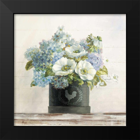 Anemones in Hatbox Shiplap Black Modern Wood Framed Art Print by Nai, Danhui