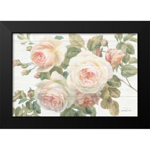 Vintage Roses White on Shiplap Crop Black Modern Wood Framed Art Print by Nai, Danhui