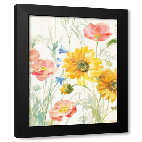 Floursack Florals I No Words Crop Black Modern Wood Framed Art Print by Nai, Danhui