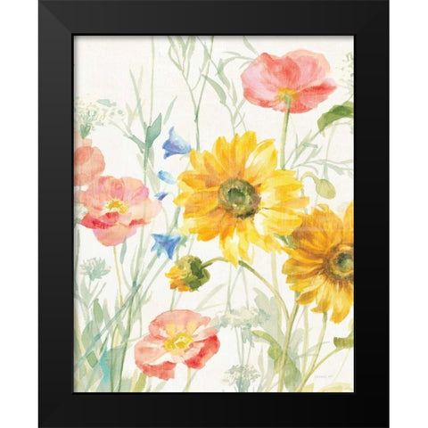 Floursack Florals I No Words Crop Black Modern Wood Framed Art Print by Nai, Danhui