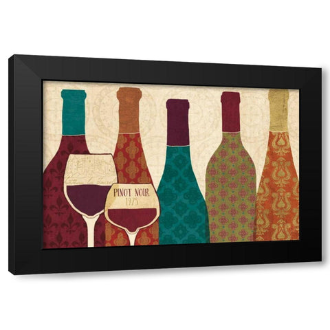 Wine Collage I with Glassware Black Modern Wood Framed Art Print by Charron, Veronique