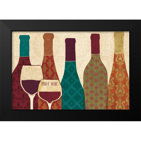 Wine Collage I with Glassware Black Modern Wood Framed Art Print by Charron, Veronique