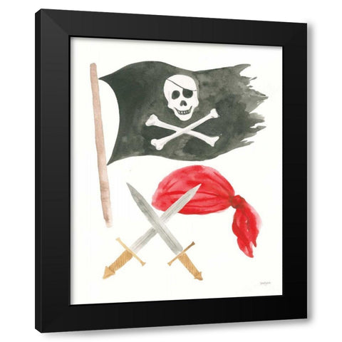 Pirates II on White Black Modern Wood Framed Art Print by Jackson, Jenaya