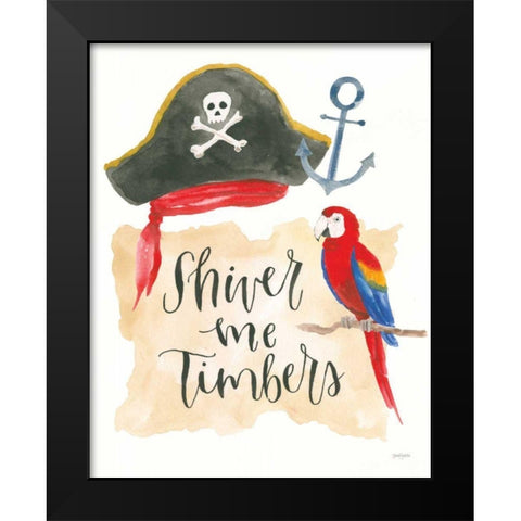 Pirates III on White Black Modern Wood Framed Art Print by Jackson, Jenaya