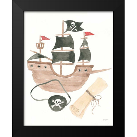Pirates IV on White Black Modern Wood Framed Art Print by Jackson, Jenaya
