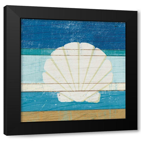 Beachscape Shell v2 Black Modern Wood Framed Art Print with Double Matting by Mullan, Michael