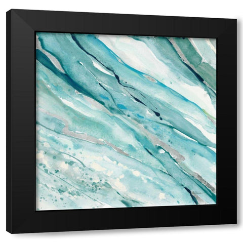 Silver Springs I Blue Green Black Modern Wood Framed Art Print by Hristova, Albena
