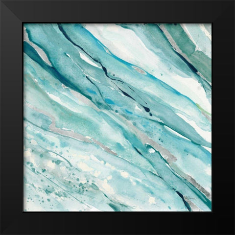 Silver Springs I Blue Green Black Modern Wood Framed Art Print by Hristova, Albena