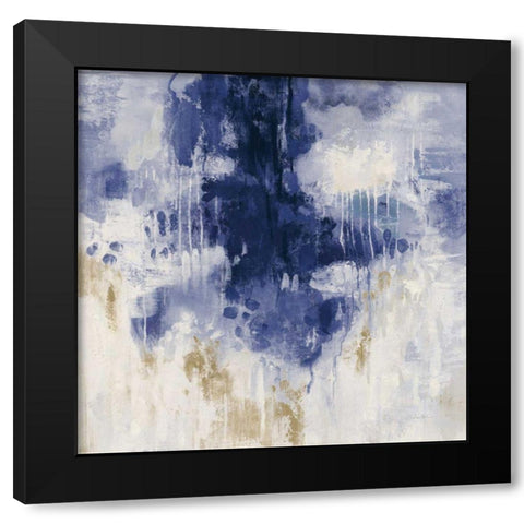 Blue Rain Black Modern Wood Framed Art Print by Vassileva, Silvia