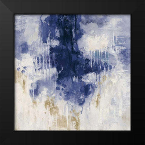 Blue Rain Black Modern Wood Framed Art Print by Vassileva, Silvia