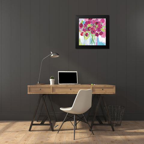 Joyful Tulips Black Modern Wood Framed Art Print by Zaman, Farida