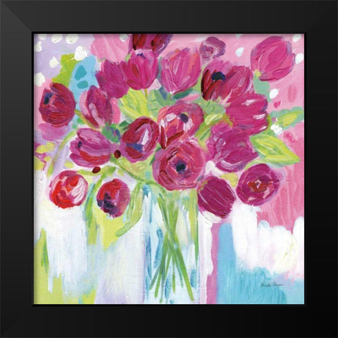 Joyful Tulips Black Modern Wood Framed Art Print by Zaman, Farida