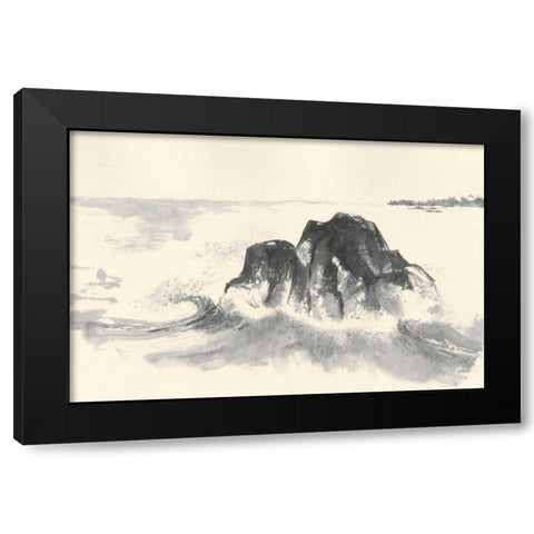 Ocean Waves Black Modern Wood Framed Art Print with Double Matting by Paschke, Chris