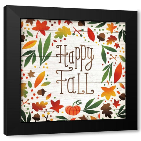 Harvest Time Happy Fall Shiplap Sq Black Modern Wood Framed Art Print by Mullan, Michael