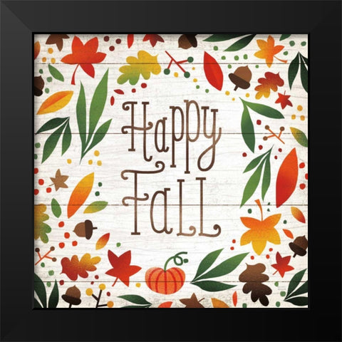 Harvest Time Happy Fall Shiplap Sq Black Modern Wood Framed Art Print by Mullan, Michael