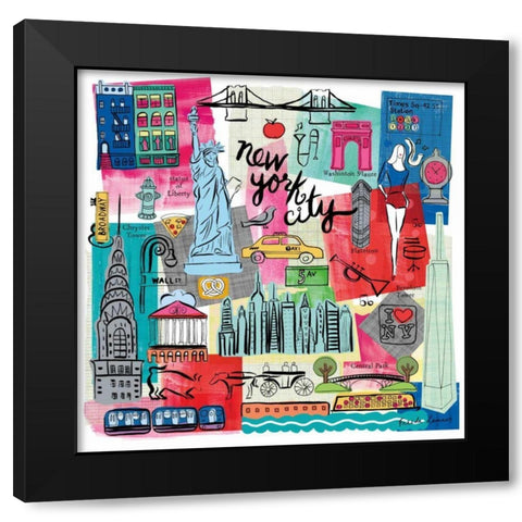 Global Travel I Black Modern Wood Framed Art Print by Zaman, Farida