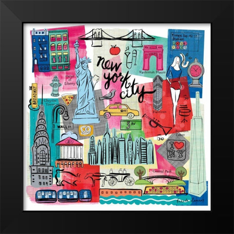 Global Travel I Black Modern Wood Framed Art Print by Zaman, Farida