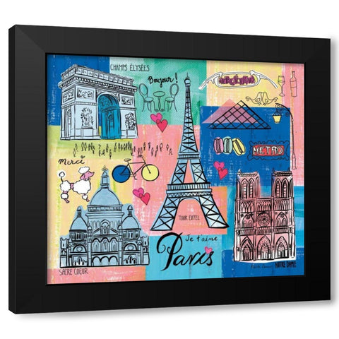 Global Travel II Black Modern Wood Framed Art Print with Double Matting by Zaman, Farida