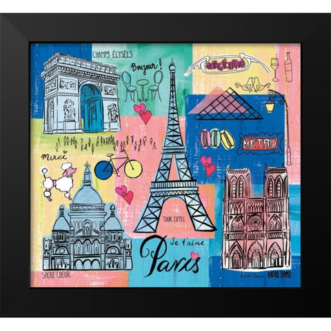 Global Travel II Black Modern Wood Framed Art Print by Zaman, Farida