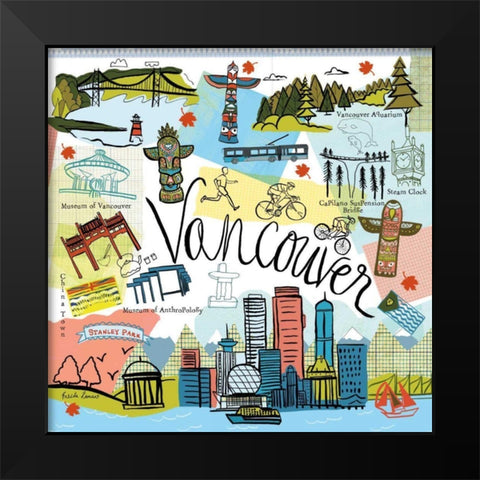 Global Travel V Black Modern Wood Framed Art Print by Zaman, Farida