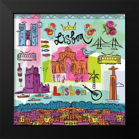 Global Travel VIII Black Modern Wood Framed Art Print by Zaman, Farida