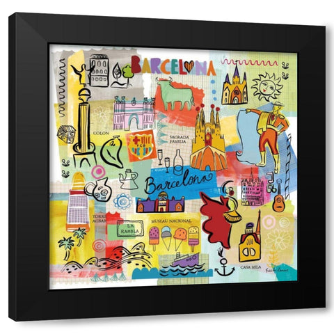 Global Travel IX Black Modern Wood Framed Art Print with Double Matting by Zaman, Farida