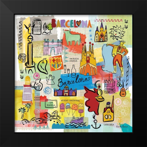 Global Travel IX Black Modern Wood Framed Art Print by Zaman, Farida